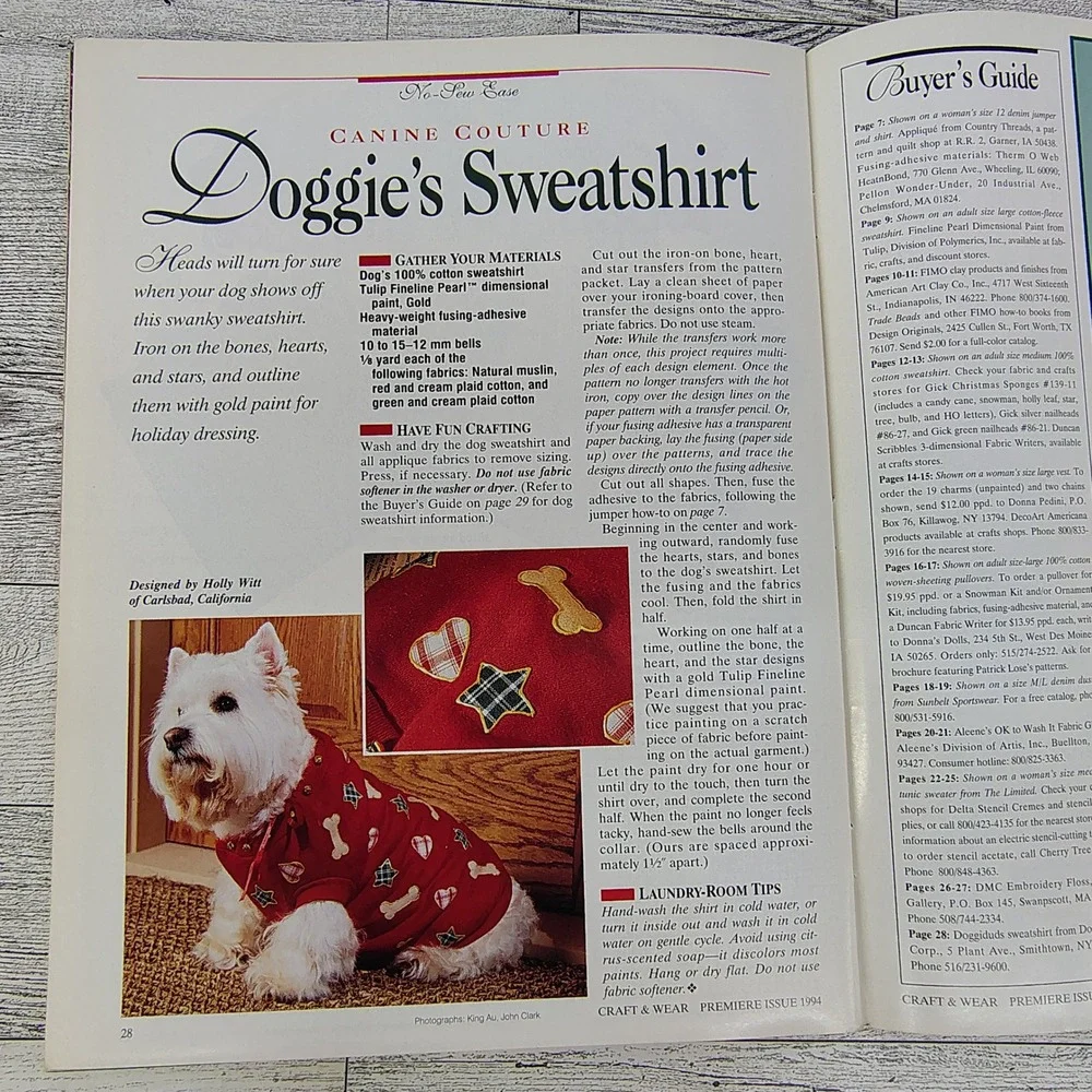 Better Homes & Gardens Craft & Wear Magazine 1994 Premier Issue Vintage Patterns